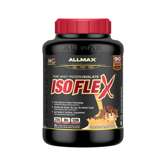 AllMax ISO FLEX protein supplement container on a white background