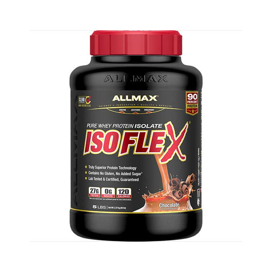 AllMax ISO FLEX protein supplement container on a white background