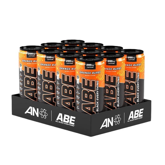 Display of ABE Black Everything bars with orange and black packaging.