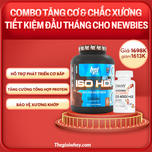 Combo BPI Sport ISO HD 5lbs (2.3kg) & Ostrovit D3 4000 K2 (110 viên)