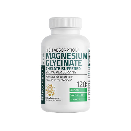 Mặt trước hũ Bronson Magnesium Glycinate 200mg 120 viên