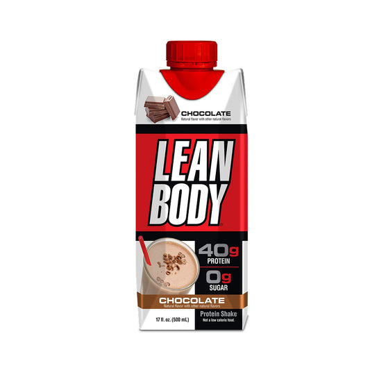 Lean Body protein shake package with red cap on a white background