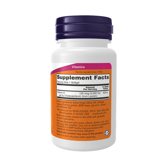 NOW Vitamin D3 5000 IU, 120 viên