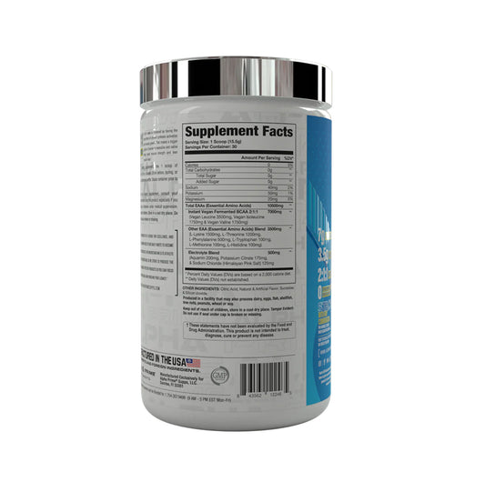 Supplement container with label showing 'Supplement Facts' on a white background