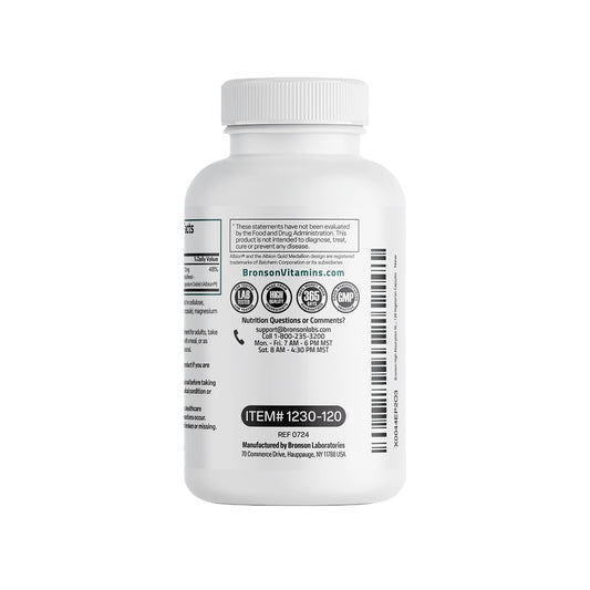 Nhãn lưu ý của Bronson Magnesium Glycinate 200mg 120 viên 