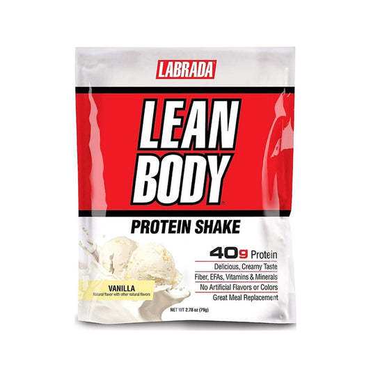 Labrada Lean Body Protein Vanilla flavor Shake package on a white background
