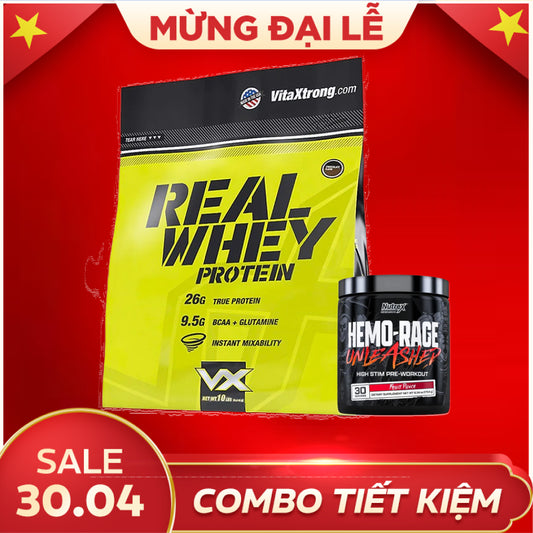 Combo Vitaxtrong Real Whey Protein 10lbs + Hemo Rage