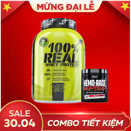 Combo Vitaxtrong Real Whey Protein 5lbs + Hemo Rage