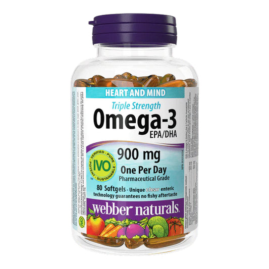 Webber Naturals Omega-3, 900 mg, 80 viên nang mềm. Hỗ trợ lối sống năng động của bạn.