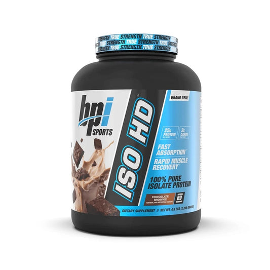 BPI Sports ISO HD protein supplement bottle on a white background